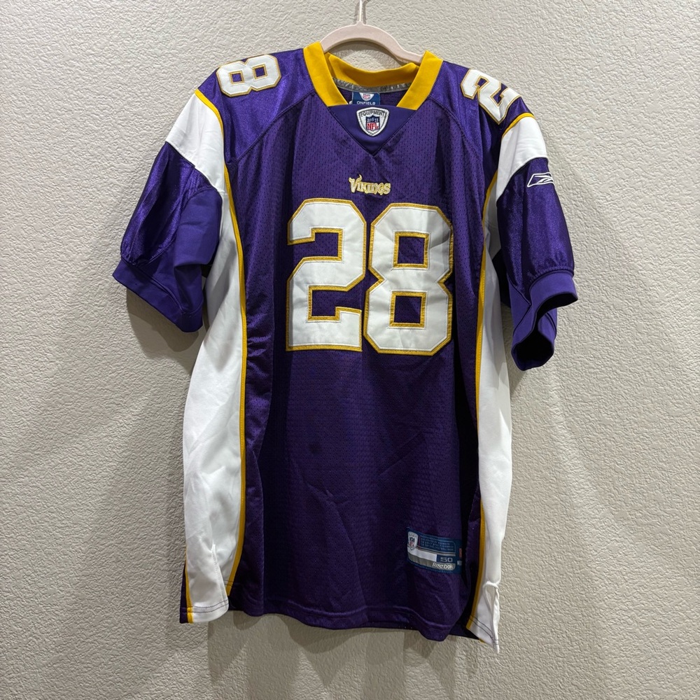 Reebok Vikings Adrian Peterson #28 Jersey NFL On Field Purple Sz 50